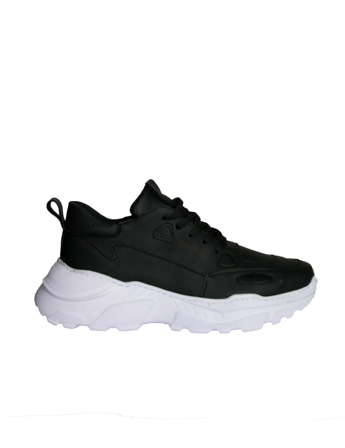 Ανδρικά ασπρόμαυρα Sneakers δερματίνη τρακτερωτή σόλα CH089M φωτογραφία